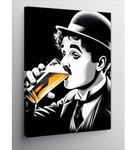 Kanvas Tablo Bira İçen Charlie Chaplin