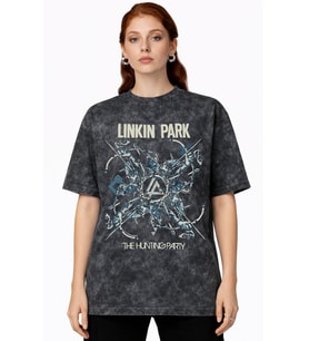 Linkin Park Rock Metal Müzik Grubu Baskılı Unisex Oversize Vintage Yıkamalı Tişört