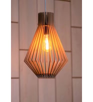 Modern Tasarım Oval Doğal Ahşap MDF 3D Rustik Salon Avize