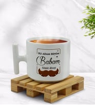 BK Gift Kişiye Özel Bu Adam Benim Babam Tasarımlı T Kulplu Beyaz Middle Kupa Bardak - Model 1