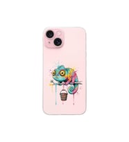 iPhone 15 Plus ile Uyumlu Splash Bukalemun Tasarımlı Şeffaf Silikon Kılıf