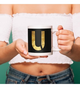 U Harfi Baskılı Porselen Kupa