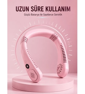 Pembe Boyun Fanı Sessiz Çalışan Usb Şarjlı Taşınabilir Kişisel Serinletici