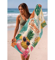 Valerine Life Plaj Havlusu 70x140cm Havuz Spa Sauna Spor Pamuklu Emici Hello Ananas
