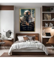 Metal Çerçeveli Temperli Cam Tablo Film Karakteri Bane (Gold)