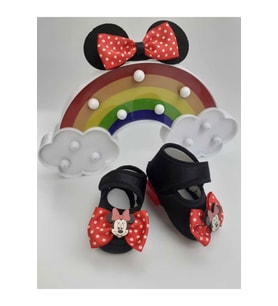 Bilgetrend Minnie Mouse Bebek Patik Ve Bandana Set Ayakkabı Bandana Seti