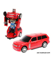 TRANSFORMERS ÇARP DÖN PİLLİ OTOMATİK ROBOTA DÖNÜŞEN TOGG SESLİ JİP OYUNCAK 24CM RANGE ROVER (Kırmızı)