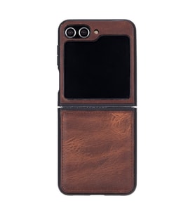 Samsung Galaxy Z Flip5 Uyumlu Deri Arka Kapak Antik Kahve
