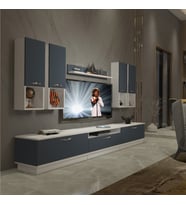 Decoraktiv Trendstyle 8DA Mdf Tv Ünitesi Tv Sehpası - Beyaz Antrasit (Beyaz - Antrasit)