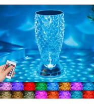 Balık Süzgeç Model USB Şarjlı Kumandalı 16Farklı Işık Modlu Masa Üstü Kristal Akrilik Led