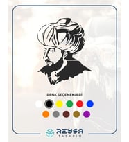 Fatih Sultan Mehmet Araba Sticker siyah 16x20 CM (Siyah)