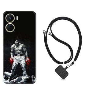 Vivo Y16 Kılıf Resimli Boyun Askılı İpli Desenli Silikon Muhammed Ali 1369