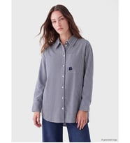 LCW Modest Lacivert Cepli Ekose Oversize Kadın Gömlek