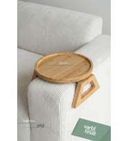 Bambu Kenar Sehpası, Yan Sehpa, 24 cm, Şık Tasarım
