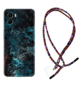 Vivo Y15S Y32 Y33S Y51 Y53S Kılıf Boyun Asklı Rasta Silikon Colorful Abstract 1384