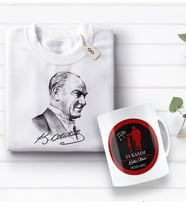 BK Gift Kişiye Özel Öğretmenler Günü Tasarımlı Kupa Bardak ve Atatürk Baskılı Tişört Hediye Seti- 3-12, Öğretmene Hediye, Öğretmenler Günü, 100. Yıl Hediyesi