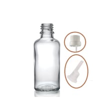30ml şeffaf cam içten damlalıklı şişe beyaz kapak, 24 adet, damlalıklı şişe, damlatmalı şişe