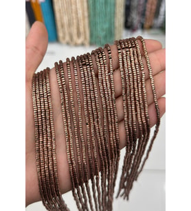 Hematit Taşı Rondela Kesim 3x1mm Pütürlü Antik Bakır Doğal Taş Dizi