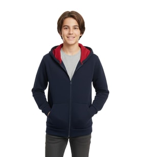 Lacivert Fermuarlı Kapüşonlu Cepli Kız Erkek Sweatshirt BGL-ST05000