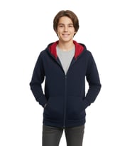 Lacivert Fermuarlı Kapüşonlu Cepli Kız Erkek Sweatshirt BGL-ST05000