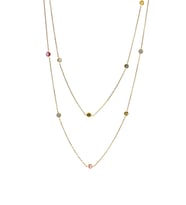 Gümüş altın yaldızlı Renkli Zirkon Sıra Taşlı Kolye 100 cm SGTL10508GOLD