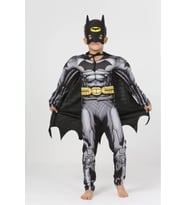 Batman Kaslı Çocuk Siyah Pelerinli Maskeli Yarasa Adam Kaslı Kostümü (Çok Renkli)