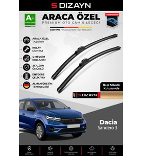 S-Dizayn Dacia Sandero 3 HB Ön Cam Silecek Seti 2020 Üzeri Premium Araca Özel 60-40 Cm A+ Kalite