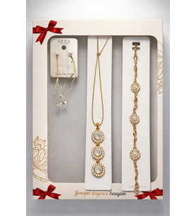ÇELİK SET ŞIK ALTIN IŞILTI SET ÖZEL GÜN VE  SADE  HEDİYELİK PAKET (Gold)