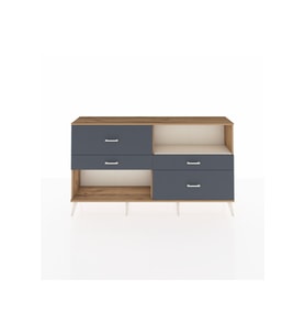 Arges Konsol Tek Raflı 4 Çekmeceli  176x30x99 Çam-Aytaşı/Antrasit