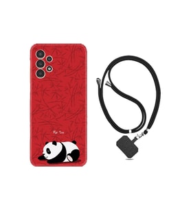 Samsung Galaxy A54 Kılıf Ipli Boyun Askılı Desenli Silikon Sleeping Panda 1810