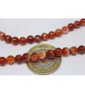 Akik Taşı YARIM Dizi 6mm (7666) (18cm uzunluğundadır)