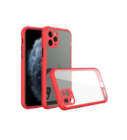 Newface Apple iPhone 11 Pro Max Kılıf Miami Şeffaf Silikon - Kırmızı