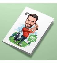 Kişiye Özel Golf Oynayan Erkek Karikatürlü Tebrik Kartı