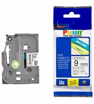 PUUN®Brother P-Touch TZE-221 9mm x 8m Beyaz Üzerine Siyah Muadil Laminasyon Etiket Şeridi (Çok Renkli)
