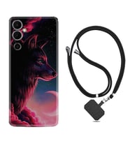 Tecno Pova 4 Kılıf Resimli Boyun Askılı İpli Desenli Silikon Wolf and Moon 1380