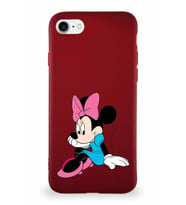Apple iPhone 8 Soft Premier Kapak Minnie Mouse-E Tasarımlı Silikon Kılıf - Mürdüm (Şeffaf)