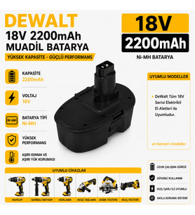DEWALT DW934, DW934K-2, DW936, DW936K ile Uyumlu Muadil Matkap Bataryası