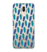 PrintiFy Huawei Mate 10 Lite ile Uyumlu 1mm Slim Fit Nazar Boncuğu 4 Baskılı Şeffaf  Kılıf