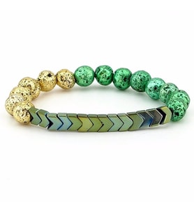 ÇAVUŞ HEMATİT GOLD NEON LAV DOĞAL TAŞ KADIN BİLEKLİK J0099