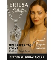Sertifikalı Ham Doğal Gri Jasper Taşı Kolye – 25-30 mm Denge ve Koruma Taşı (Çok Renkli)