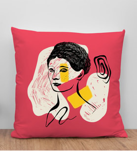 BK Gift Modern Art Tasarımlı Kırmızı Kırlent Yastık, Arkadaşa Hediye, Ev Dekorasyonu, Ev Hediyesi-10