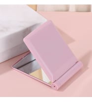 TechTic Katlanır Mini Işıklı Makyaj Aynası Cep Çanta Aynası 8 LED Pilli(23A 12V Pil Dahildir) Pembe
