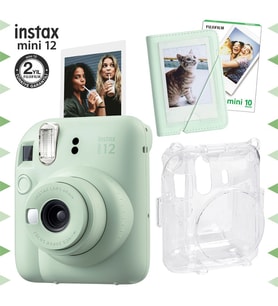 Instax mini 12 Yeşil Fotoğraf Makinesi-10'lu Film-Mini Albüm ve Şeffaf Kılıf Seti