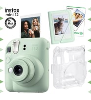 Instax mini 12 Yeşil Fotoğraf Makinesi-10'lu Film-Mini Albüm ve Şeffaf Kılıf Seti