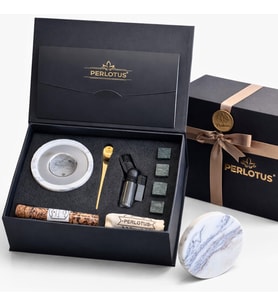 Perlotus Mermer Viski Tütsüleme Aparatı Premium Hediye Kutulu Çakmak, Soğutma Ta (Leylak)