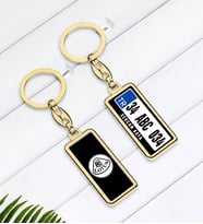 BK Gift Kişiye Özel Plakalı Lotus Logolu Çift Taraflı Gold Krom Anahtarlık-1