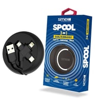 Simex Universal Android Micro / Type C / İphone Lightning Data-Hızlı Şarj Kablosu SPK-07 Spool 3in1 Makarali Siyah