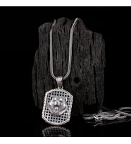 925 Ayar Gümüş Ayı Motifli Unisex Model Kolye (Gri)