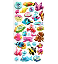 Sticker Kabartmalı Stiker Defter, Planlayıcı Etiket (limlra-036) - 17X9 cm - Balıklar