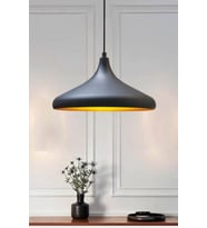 RİOLİGHT MODERN SİYAH İÇİ GOLD ODA,MUTFAK,CAFELER İÇİN TEKLİ METAL SARKIT AVİZE ÇAP:35CM